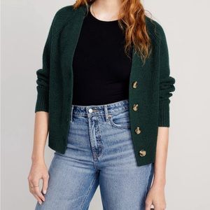 Beautiful Green Shaker-Stitch Green Cardigan